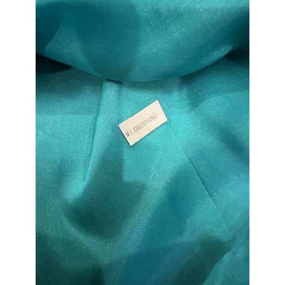 Vintage Encore Hong Kong 100% Silk Skirt Suit Set M 8-10 Teal Pink Floral - Picture 11 of 13